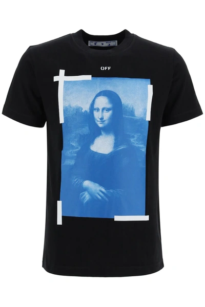 Shop Off-white Blue Monalisa Print T-shirt In Black,blue,white