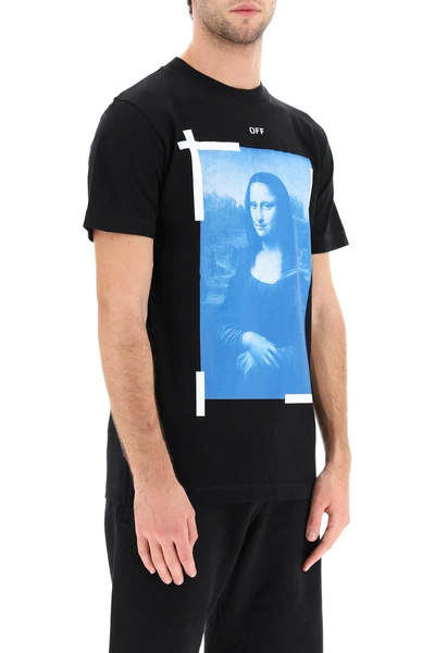 Shop Off-white Blue Monalisa Print T-shirt In Black,blue,white