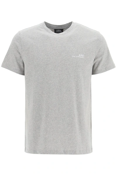 Shop Apc Item 001 T-shirt With Logo Print In Grey,white