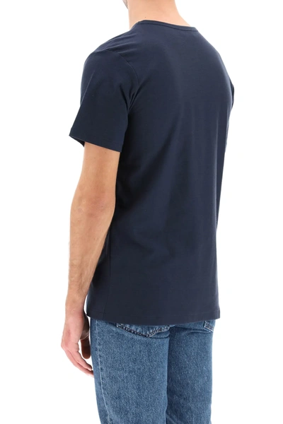 Shop Apc Yukata T-shirt With Logo Embroidery In Blue,white