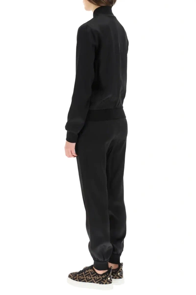 Shop Fendi Roma Satin Tracksuit In Black,pink