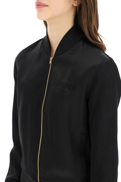 Shop Fendi Roma Satin Tracksuit In Black,pink