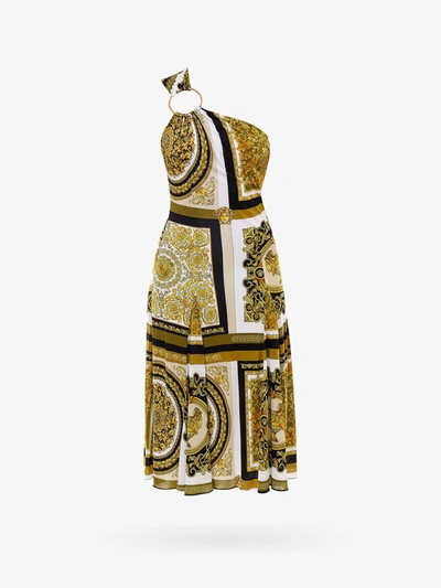 Shop Versace Dress In Gold