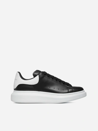 Shop Alexander Mcqueen Oversize Leather Sneakers In Black - White