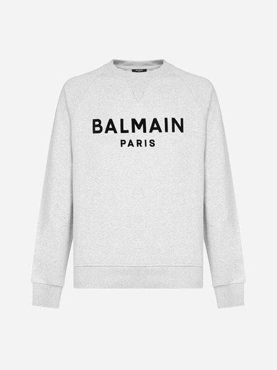 Shop Balmain Logo Cotton Sweatshirt