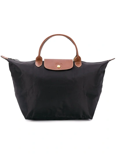 Longchamp `le Pliage Original` Medium Handbag In Black