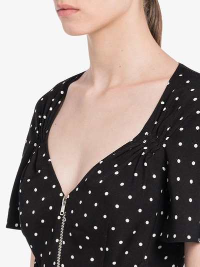 Shop Prada Polka-dot Midi Dress In Black