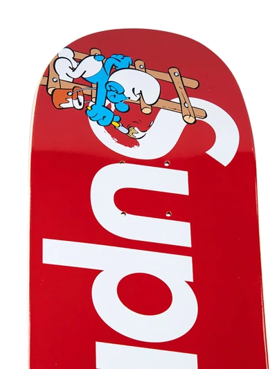 Shop Supreme Smurfs-print Skateboard In Red