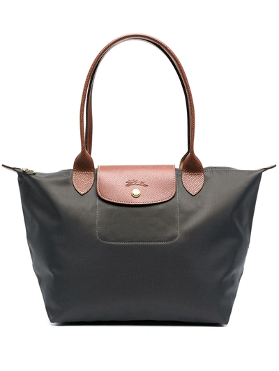 Shop Longchamp Small Le Pliage Shoulder Bag In Grey