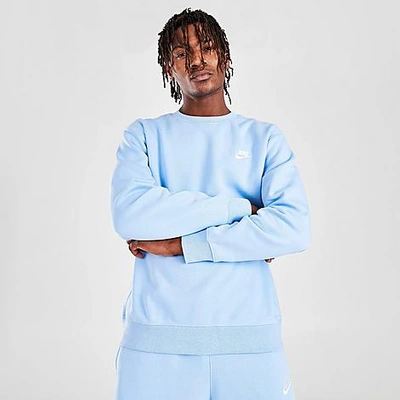 Shop Nike Sportswear Club Fleece Crewneck Sweatshirt In Blue