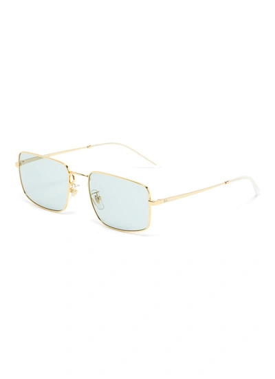 Ray Ban Rectangular Thin Metal Frame Sunglasses In Blue,metallic | ModeSens