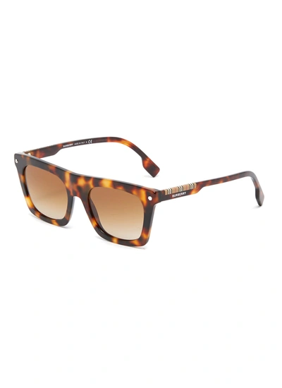 Shop Burberry Tortoiseshell Effect Bold Square Frame Sunglasses In Brown