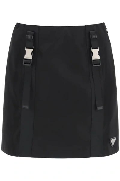 Shop Prada Re-nylon Gabardine Mini Skirt In Black