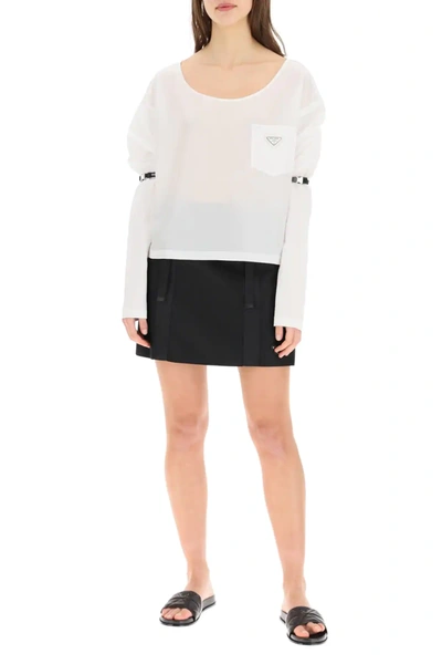 Shop Prada Re-nylon Gabardine Mini Skirt In Black