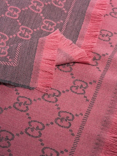 Shop Gucci Pink Gg Logo Wool Scarf