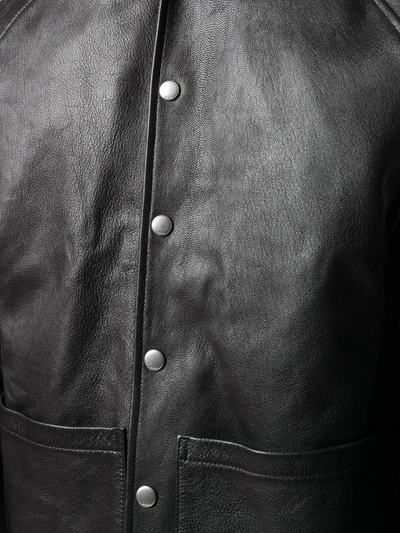Shop Ymc You Must Create Contrast-collar Leather Jacket In Black