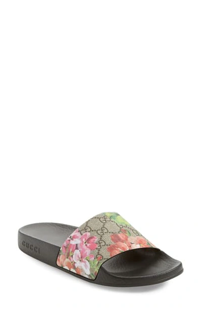 Shop Gucci Slide Sandal In Multi Color Fabric