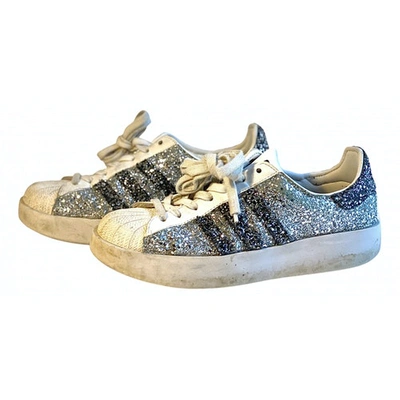 Pre-owned Adidas Originals Superstar Anthracite Glitter Trainers