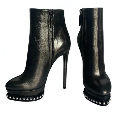 Pre-owned Casadei Leather Ankle Boots In Black