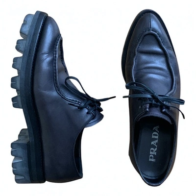Pre-owned Prada Black Leather Lace Ups