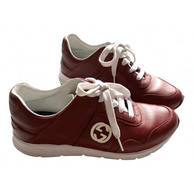Pre-owned Gucci Burgundy Leather Trainers