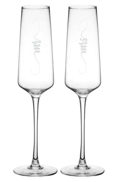 Shop Cathy's Concepts Mr/mrs Elegant Set Of 2 Champagne Flutes In Clear