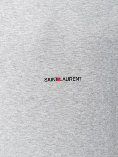 Shop Saint Laurent Logo Cotton T-shirt In Grey