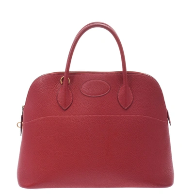 Pre-owned Hermes Red Fjord Leather Bolide 35 Bag