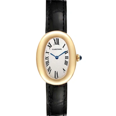 Pre-owned Cartier Silver 18k Yellow Gold Baignoire 1954 Women's Wristwatch 31 X 22 Mm
