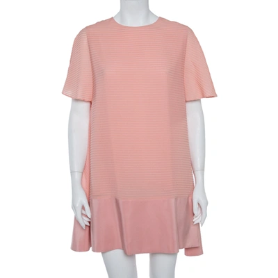 Pre-owned Balenciaga Silk Pink Pintuck Detail A-line Shift Dress L
