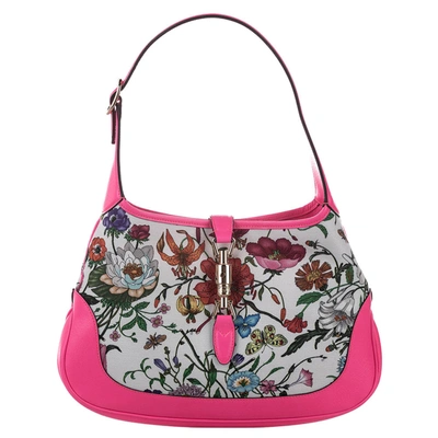Pre-owned Gucci Multicolor Flora Print Canvas Jackie Hobo Bag