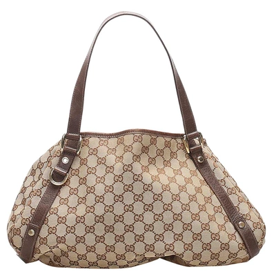 Pre-owned Gucci Brown Gg Canvas Pelham Hobo Bag In Beige