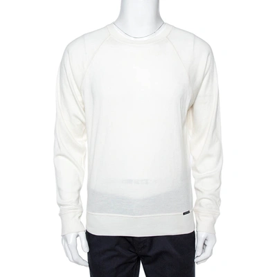 Pre-owned Tom Ford Cream Cashmere Sweatshirt Xl