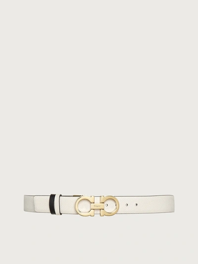 Shop Ferragamo Reversible And Adjustable Gancini Belt In White