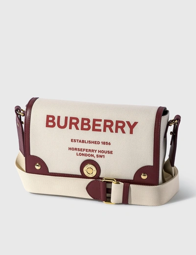 Shop Burberry Horseferry Print Canvas Note Crossbody Bag In Beige