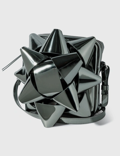 Shop Mm6 Maison Margiela Metallic Gift Bow Crossbody Bag In Silver
