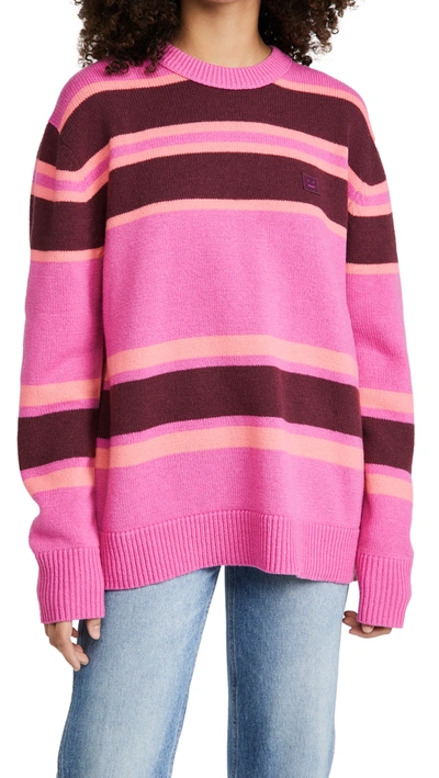 Shop Acne Studios Nimah Block Striped Sweater In Pink/burgundy