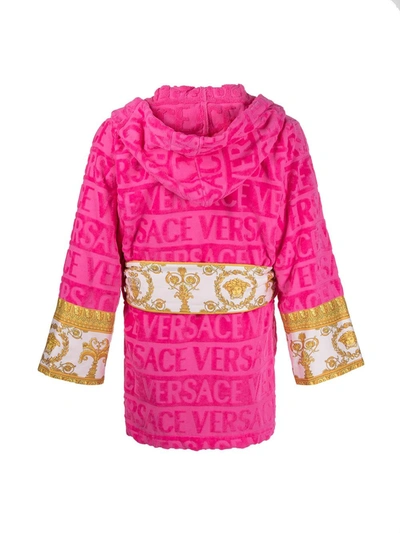 Shop Versace I Love Baroque Short Robe In Pink