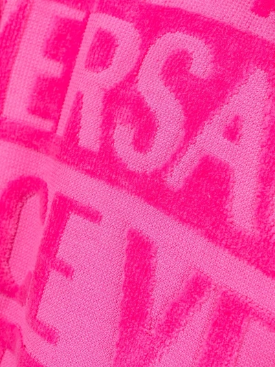 Versace I Heart Baroque Short Hooded Bath Robe In Pink