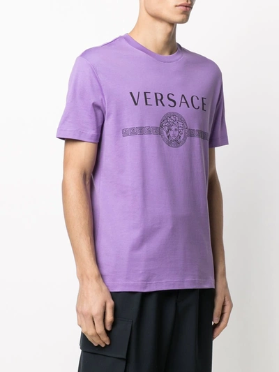 Shop Versace Logo-print T-shirt In Purple