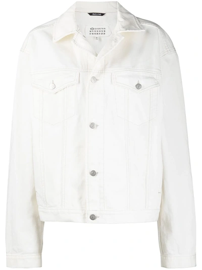 Shop Maison Margiela Oversized Buttoned Denim Jacket In White