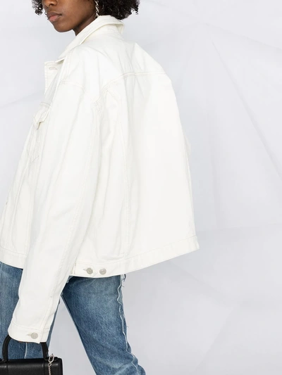 Shop Maison Margiela Oversized Buttoned Denim Jacket In White