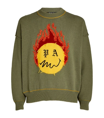 Shop Palm Angels Burning Head Knit Sweater