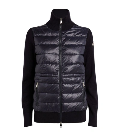 Shop Moncler Quilted Panel Zip-up Cardigan