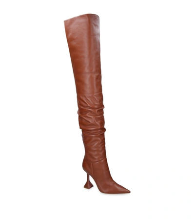 Shop Amina Muaddi Leather Olivia Boots 95