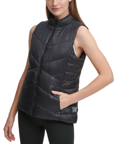 Calvin Klein Performance Puffer Vest In Deb Leopard Black | ModeSens