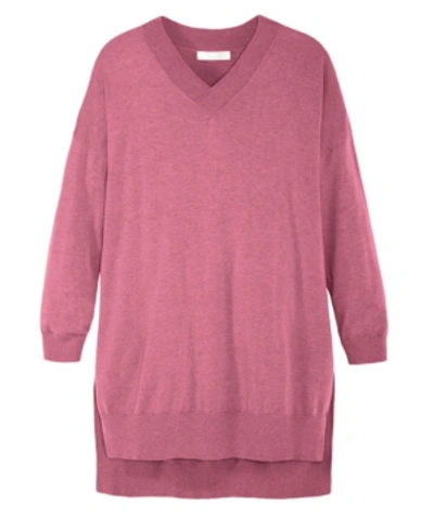 Shop Adyson Parker Women's V Neck Soft Tunic Sweater In Berry Melange