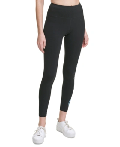 Shop Calvin Klein Performance Jumbo-logo High-waist 7/8 Length Leggings In Black