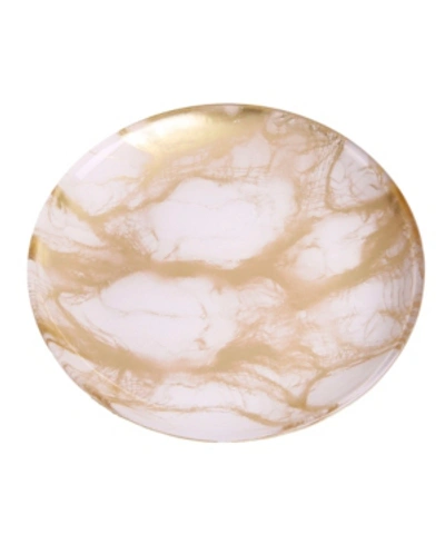 Classic Touch Set Of 4 Marble 11" Dinner Plates In White