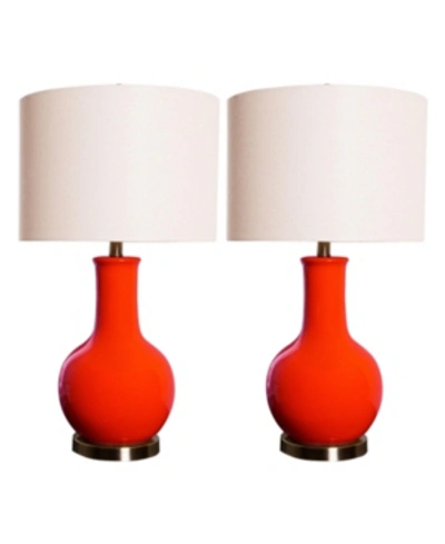 Shop Abbyson Living Shandi Red Ceramic Table Lamp, Set Of 2